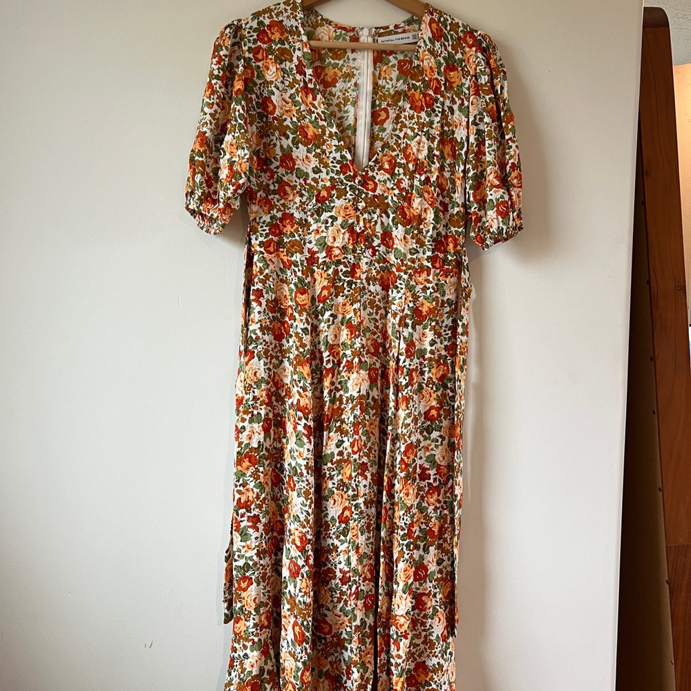 Faithfull the Brand Orange Puff Sleeve Sundress